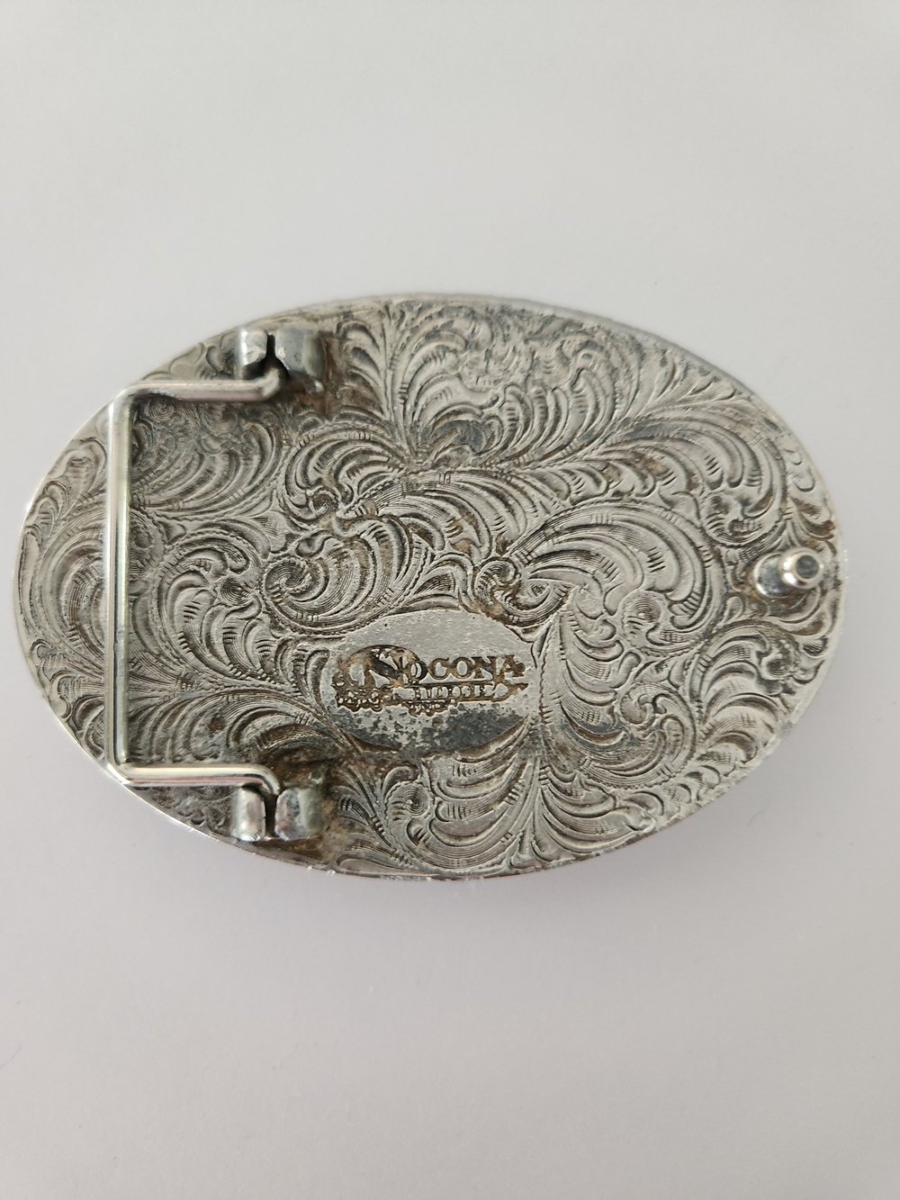 Vintage Nocona Silver 'Don't Tread On Me' Coiled Snake Belt Buckle - Picture 2 of 2